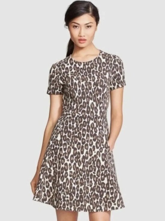 kate spade Dresses & Skirts - NWT Kate Spade New York Autumn Leopard Fit-and-Flare Dress Classic Beige Size 6